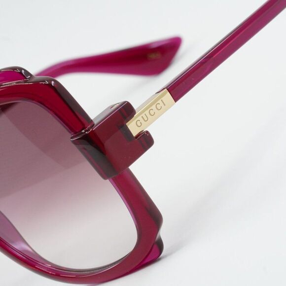 💯 NEW GUCCI GG1431S 003 TRANSPARENT DARK CYCLAMEN GRADIENT BURGUNDY SUNGLASSES - Picture 5 of 12